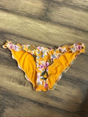 Ardene Orange Floral Ruffle Bikini Bottoms